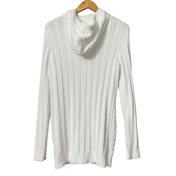 Lilly Pulitzer cable knit hooded button front cardigan white small - Picture 2 of 11